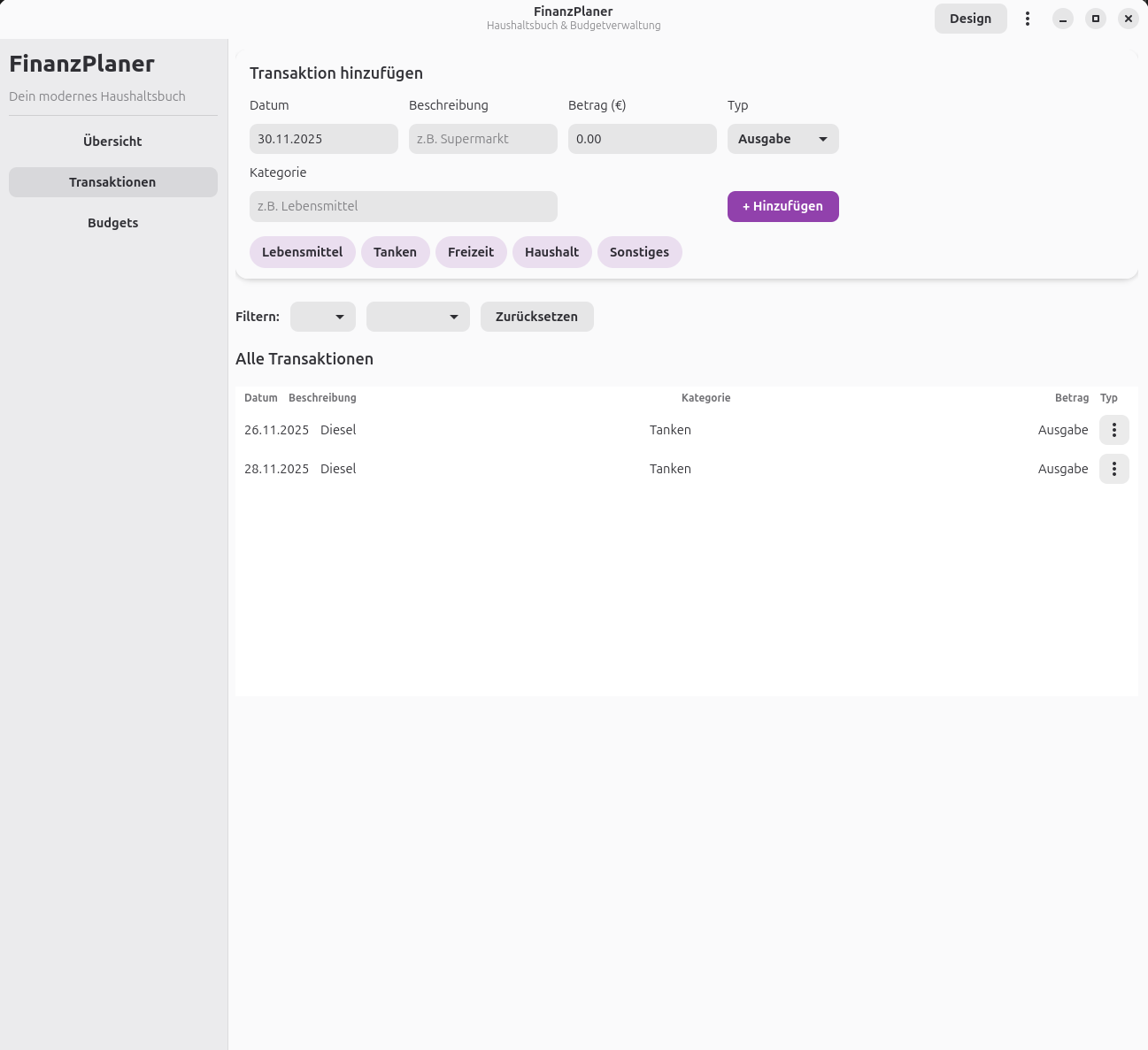 Transaktionen erfassen